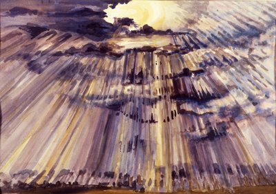 Großer Himmel, Sonnenschein durch Regentropfen von Joan Thewsey